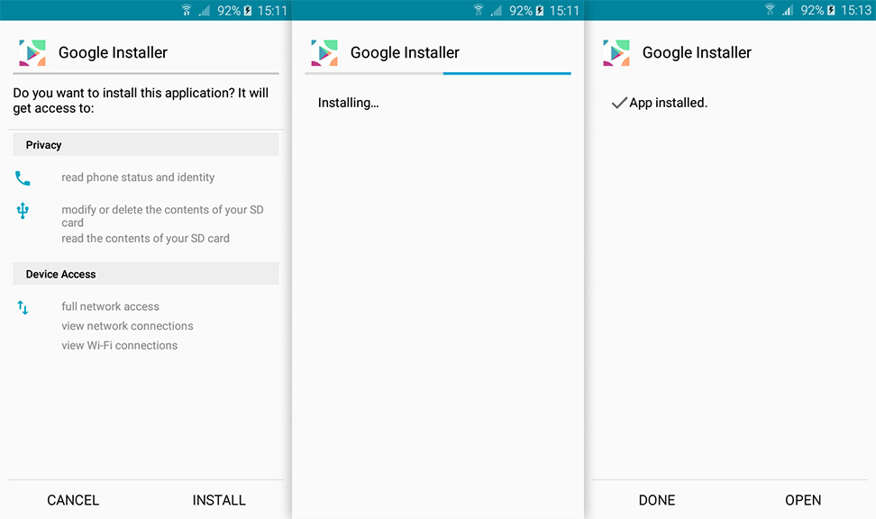 google installer for android